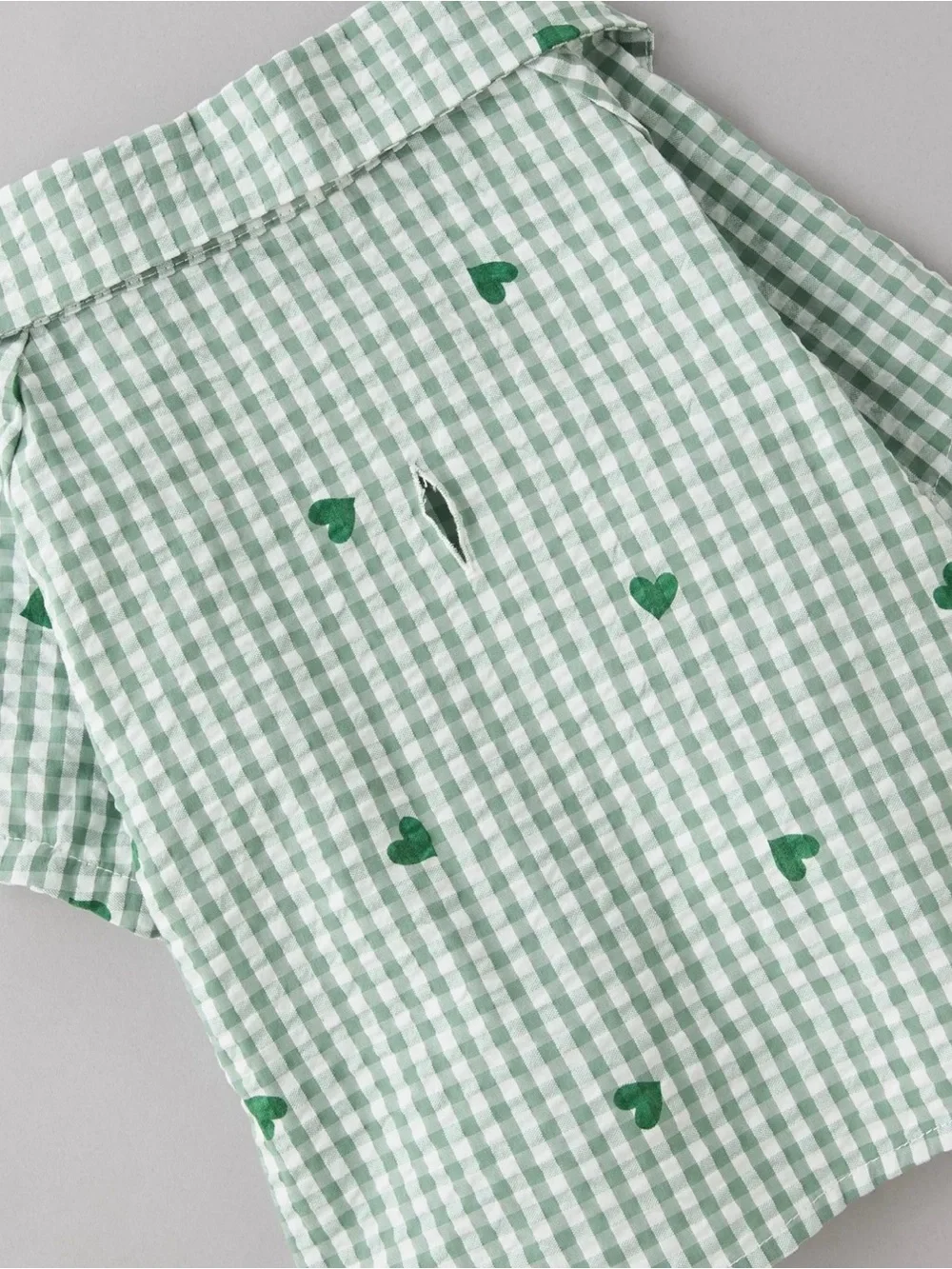 American Eagle Outfitters Green Gingham Heart Dog Shirt XL